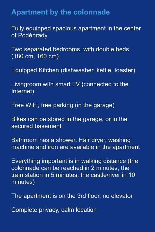 Apartman U Kolonady, Podebrady Ngoại thất bức ảnh